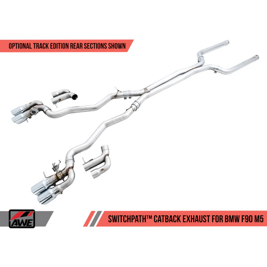 AWE Tuning SwitchPath Cat-back Exhaust with Chrome Silver Tips - 18-19 BMW M5 - STREETUNED