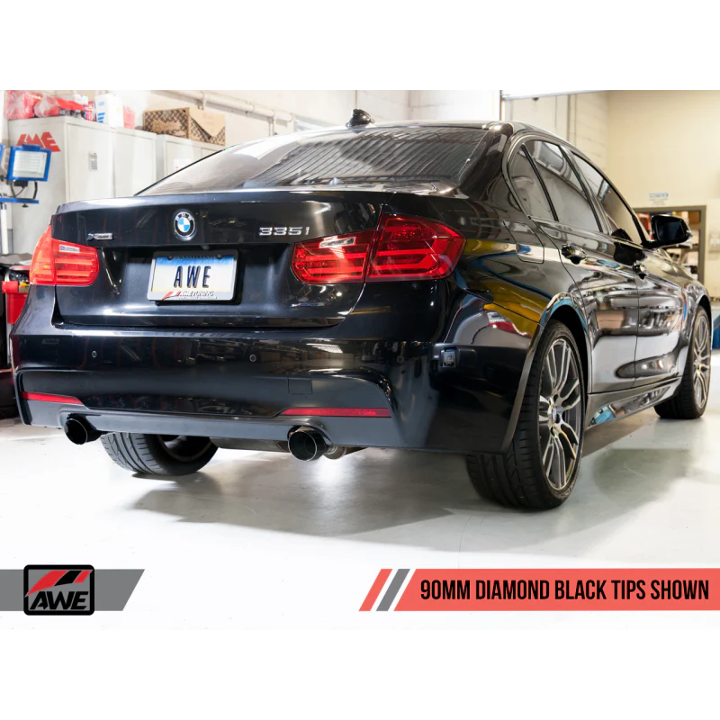 AWE Tuning BMW F3X 335i/435i Touring Edition Axle-Back Exhaust - Diamond Black Tips (90mm) - STREETUNED