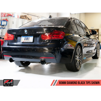 AWE Tuning BMW F3X 335i/435i Touring Edition Axle-Back Exhaust - Diamond Black Tips (90mm) - STREETUNED