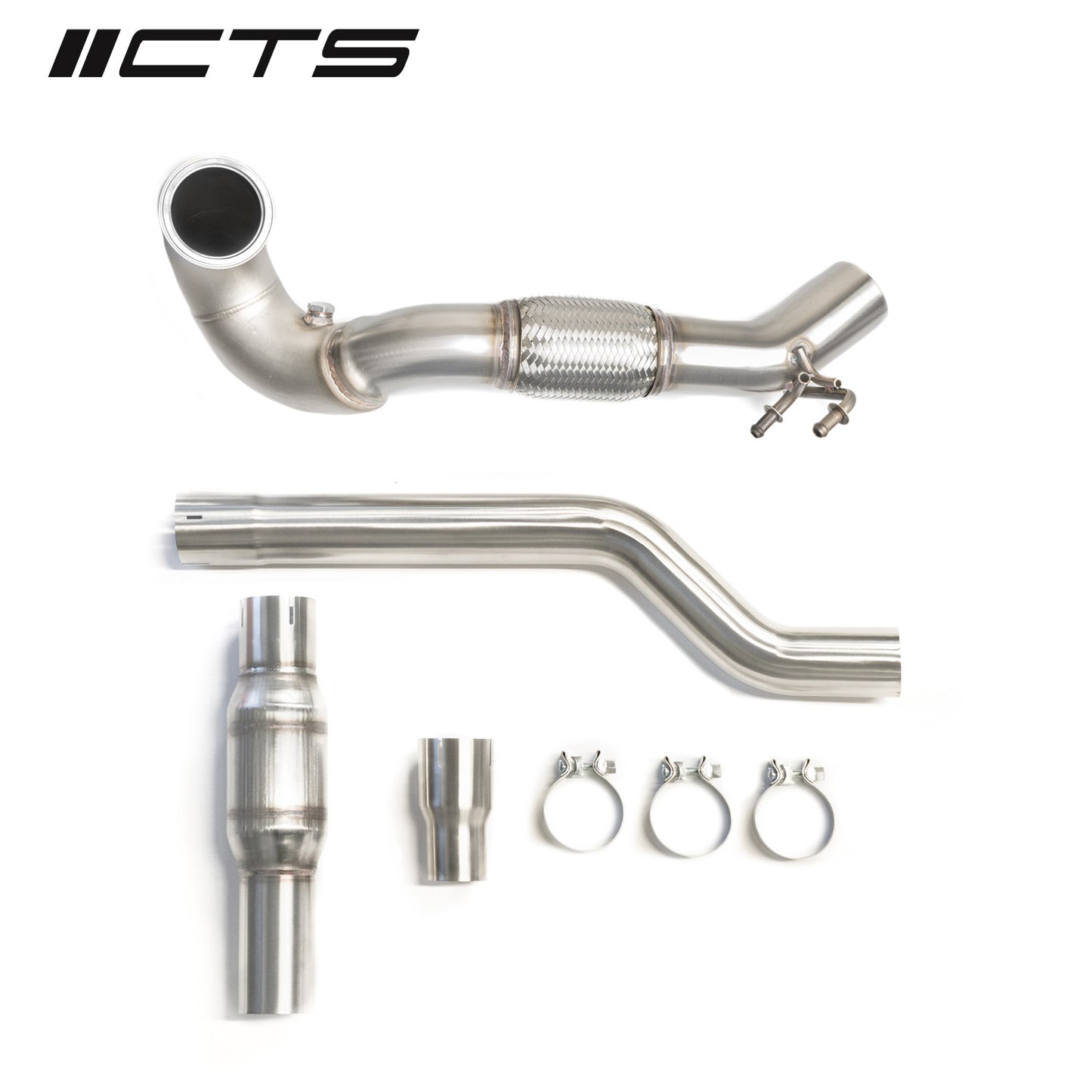 CTS Turbo High Flow Catted Downpipe - 2015-2020 Volkswagen MK7/MK7.5 Golf AWD/Golf R and Audi/A3/S3/TT/TT-S Quattro - STREETUNED