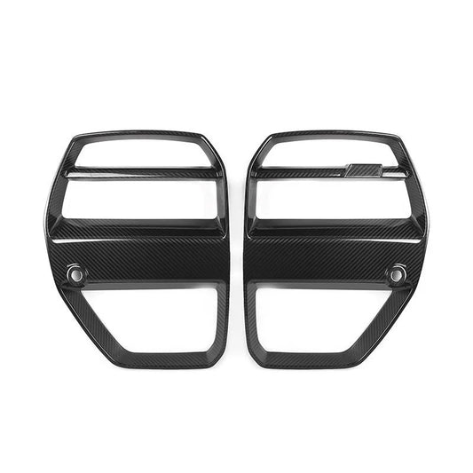 V Style Carbon Fiber Front Grilles - 2021+ BMW G80 M3/G82 M4 - STREETUNED