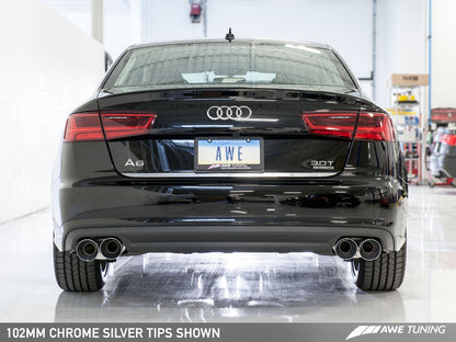 AWE Tuning Touring Edition Exhaust With Quad Outlet Chrome Silver Tips - 2016-2018 Audi C7.5 A7 3.0T - STREETUNED