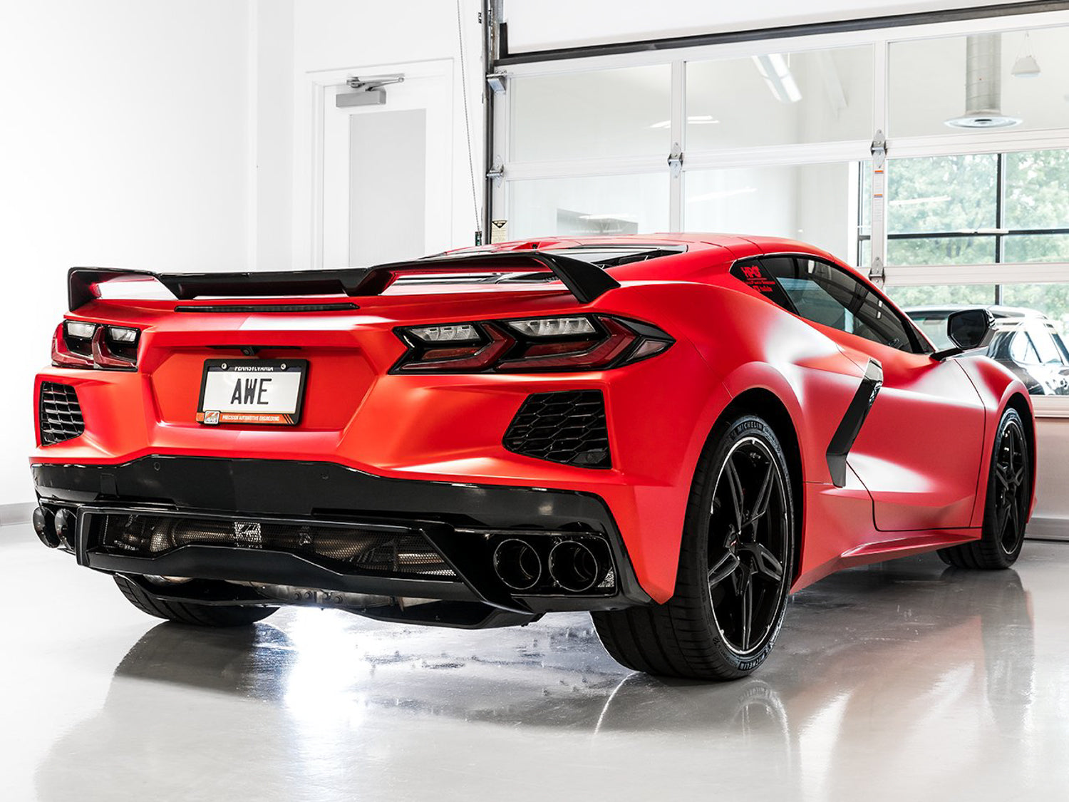 AWE Tuning Track Edition Exhaust with Quad Diamond Black Tips - 2020-2024 Chevrolet Corvette (C8) - STREETUNED