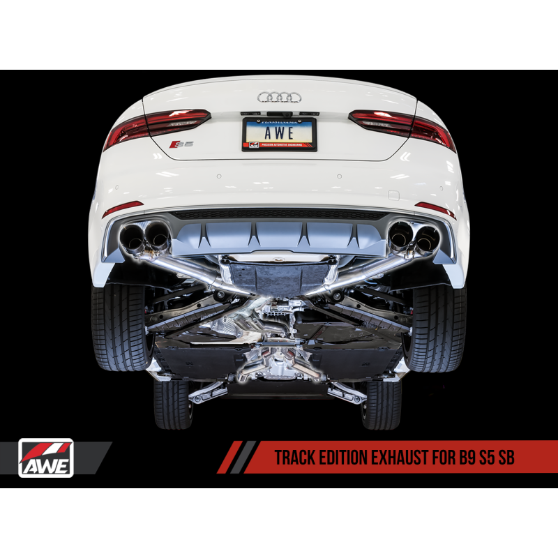 AWE Tuning Audi B9 S5 Sportback Track Edition Exhaust - Non-Resonated (Silver 102mm Tips) - STREETUNED