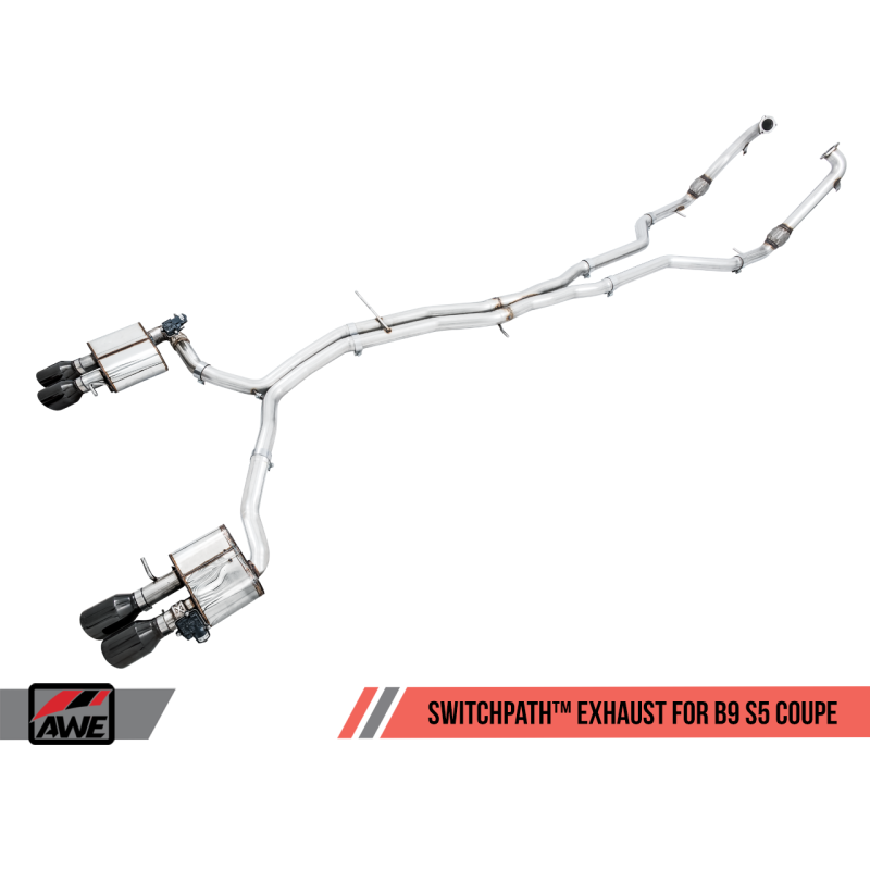 AWE Tuning Audi B9 S5 Coupe SwitchPath Exhaust w/ Black Diamond Tips (102mm) - STREETUNED