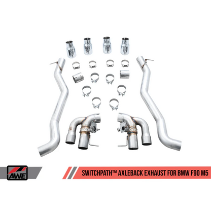 AWE Tuning SwitchPath Axle-back Exhaust with Chrome Silver Tips - 18-19 BMW M5 - STREETUNED