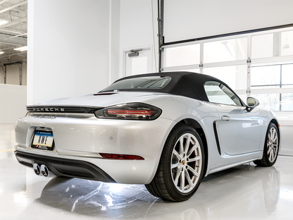 AWE Tuning Track Edition Exhaust with Chrome Silver Tips - 2017-2021 Porsche 718 Boxster/Cayman - STREETUNED