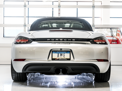 AWE Tuning Track Edition Exhaust with Diamond Black Tips - 2017-2021 Porsche 718 Boxster/Cayman - STREETUNED