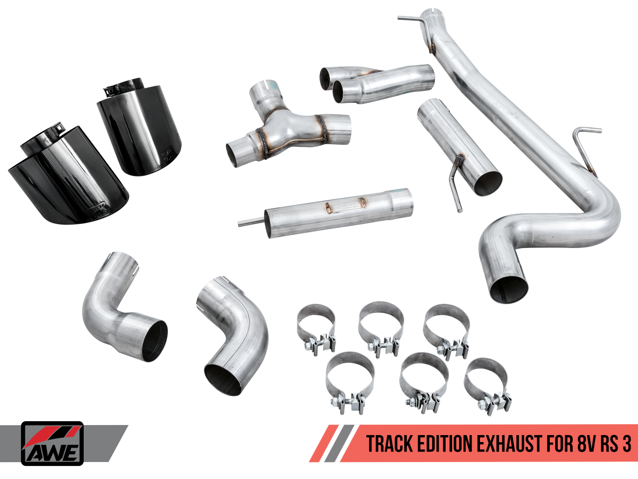 AWE Tuning Track Edition Exhaust With Diamond Black Tips (RS-Style Tips) - 2018-2020 Audi RS3 - STREETUNED