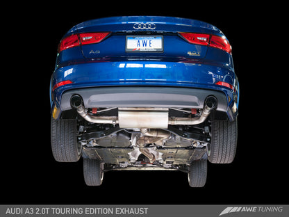 AWE Tuning Touring Edition Exhaust With Dual Outlet Chrome Silver Tips (90mm) - 2015-2020 Audi 8V A3 - STREETUNED