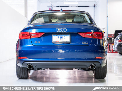 AWE Tuning Touring Edition Exhaust With Dual Outlet Chrome Silver Tips (90mm) - 2015-2020 Audi 8V A3 - STREETUNED