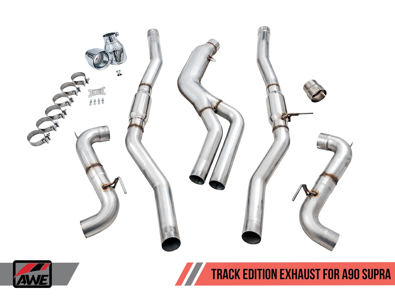 AWE Tuning Track Edition Exhaust with 5" Chrome Silver Tips - 2020-2024 Toyota GR Supra - STREETUNED