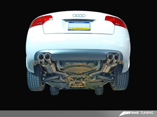 AWE Tuning Touring Edition Quad Tip Exhaust With Diamond Black Tips - 2006-2008 Audi B7 A4 3.2L - STREETUNED