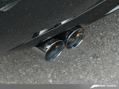 AWE Tuning Touring Edition Quad Tip Exhaust With Diamond Black Tips - 2006-2008 Audi B7 A4 3.2L - STREETUNED