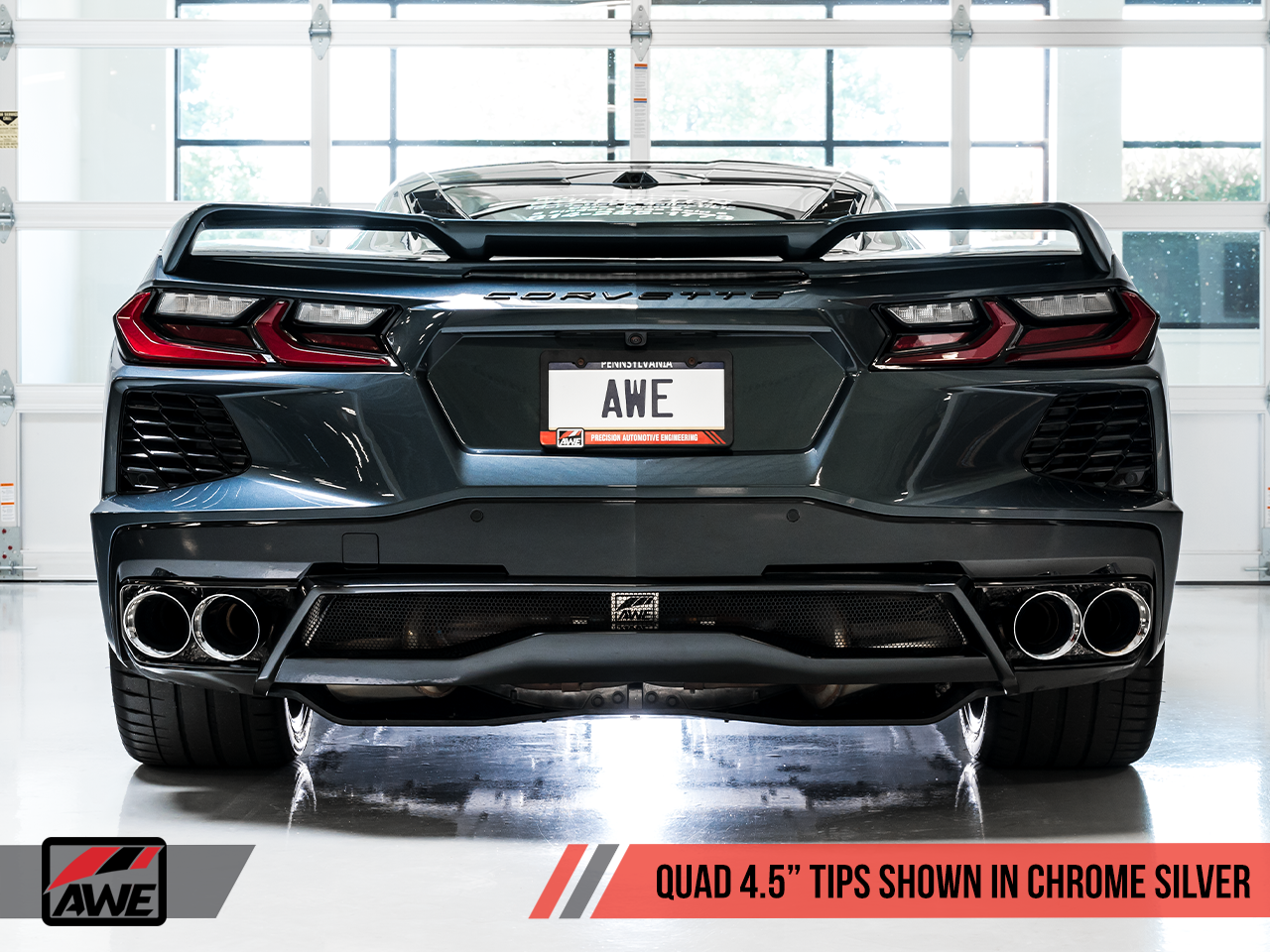AWE Tuning Track Edition Exhaust with Quad Chrome Silver Tips - 2020-2024 Chevrolet Corvette (C8) - STREETUNED