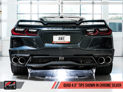 AWE Tuning Track Edition Exhaust with Quad Chrome Silver Tips - 2020-2024 Chevrolet Corvette (C8) - STREETUNED