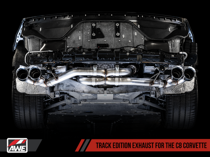 AWE Tuning Track Edition Exhaust with Quad Chrome Silver Tips - 2020-2024 Chevrolet Corvette (C8) - STREETUNED