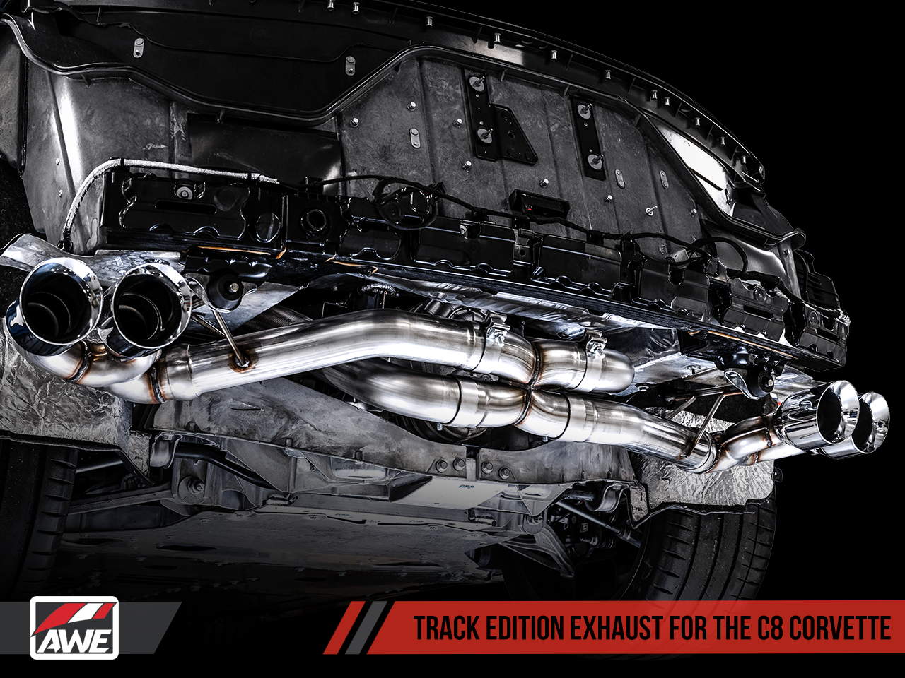 AWE Tuning Track Edition Exhaust with Quad Chrome Silver Tips - 2020-2024 Chevrolet Corvette (C8) - STREETUNED