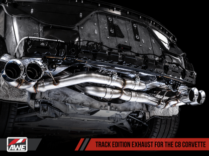 AWE Tuning Track Edition Exhaust with Quad Chrome Silver Tips - 2020-2024 Chevrolet Corvette (C8) - STREETUNED