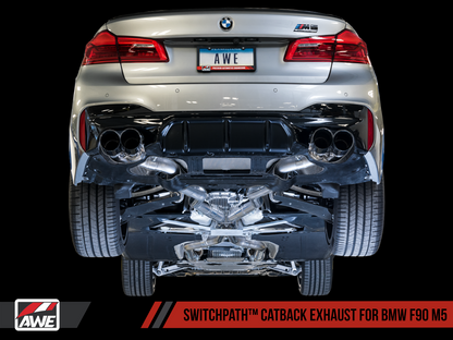 AWE Tuning SwitchPatch Cat-Back Exhaust with Black Diamond Tips - 2018-2023 BMW F90 M5 - STREETUNED