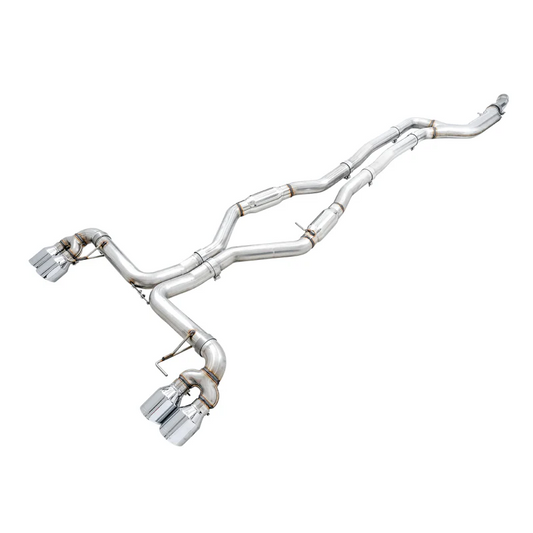 AWE Tuning Track Edition Exhaust With Quad Chrome Silver Tips - 2019-2024 BMW M340i/M440i (G20) - STREETUNED