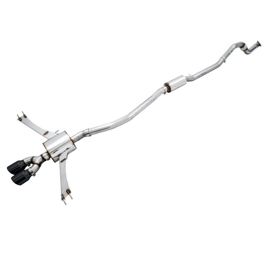 AWE Tuning Touring Edition Exhaust w/Front Pipe & Dual Diamond Black Tips - 2016+ Honda Civic Si - STREETUNED