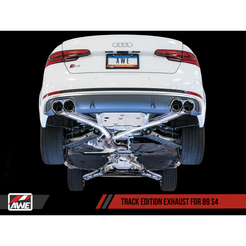 AWE Tuning Audi B9 S4 Track Edition Exhaust - Non-Resonated (Silver 102mm Tips) - STREETUNED
