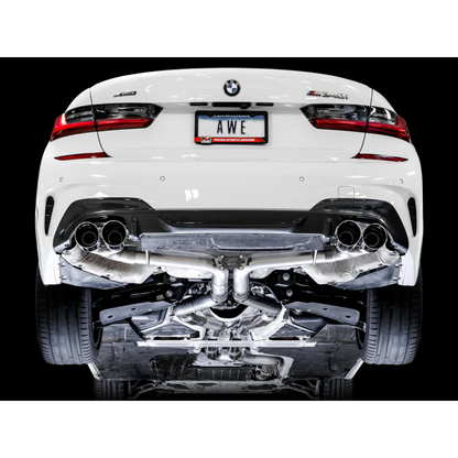 AWE Tuning Track Edition Exhaust With Quad Chrome Silver Tips - 2019-2024 BMW M340i/M440i (G20) - STREETUNED