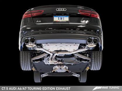 AWE Tuning Touring Edition Exhaust With Quad Outlet Chrome Silver Tips - 2016-2018 Audi C7.5 A7 3.0T - STREETUNED