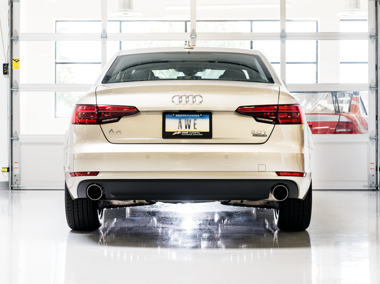 AWE Tuning Track Edition Exhaust Dual Outlet With Chrome Silver Tips (Includes DP) - 2015-2018 Audi B9 A4 - STREETUNED