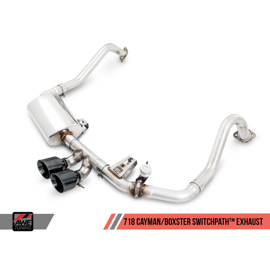 AWE Tuning SwitchPath Exhaust (PSE Only) with Chrome Silver Tips - 2017-2021 Porsche 718 Boxster/Cayman - STREETUNED