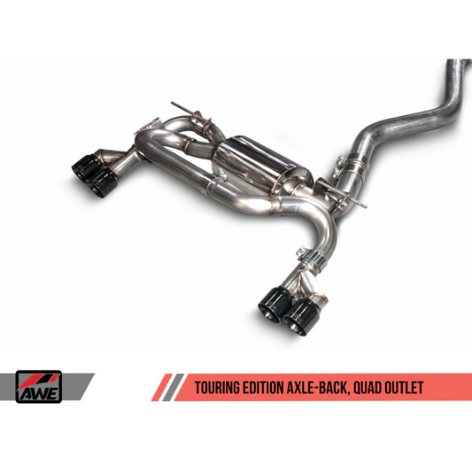 AWE Tuning BMW F3X N20/N26 328i/428i Touring Edition Exhaust Quad Outlet - 80mm Diamond Black Tips - STREETUNED