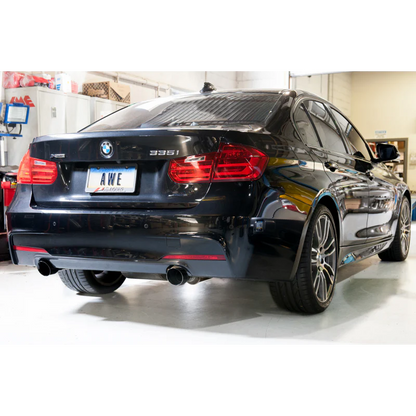 AWE Tuning BMW F3X 335i/435i Touring Edition Axle-Back Exhaust - Diamond Black Tips (102mm) - STREETUNED