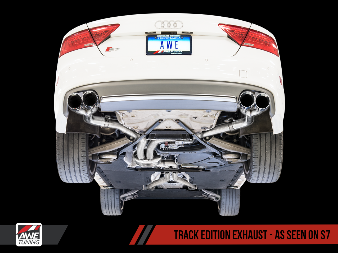 AWE Tuning Track Edition Exhaust With Polished Silver Tips - 2013-2018 Audi C7 / C7.5 S6 4.0T - STREETUNED