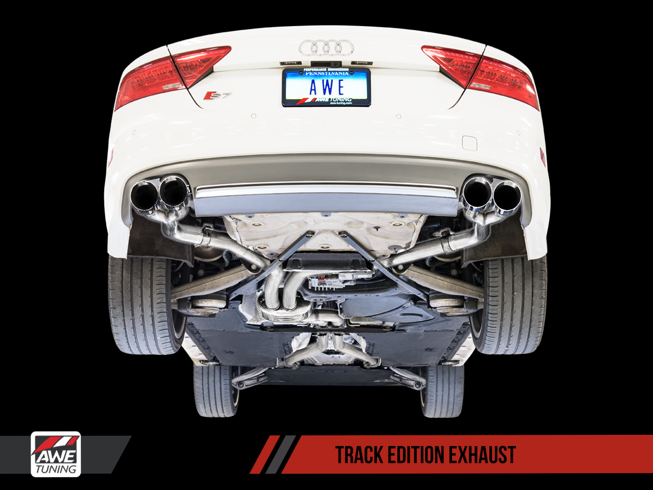 AWE Tuning Track Edition Exhaust With Polished Silver Tips - 2013-2018 Audi C7 / C7.5 S7 4.0T - STREETUNED