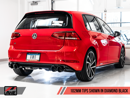 AWE Tuning Track Edition Exhaust w/Diamond Black Tips 102mm - 2015-2019 Volkswagen MK7.5 Golf R - STREETUNED