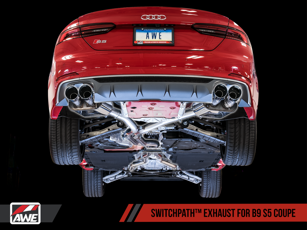 AWE Tuning SwitchPath Exhaust w/ Chrome Silver Tips (90mm) - 2018-2023 Audi B9 S5 Coupe - STREETUNED