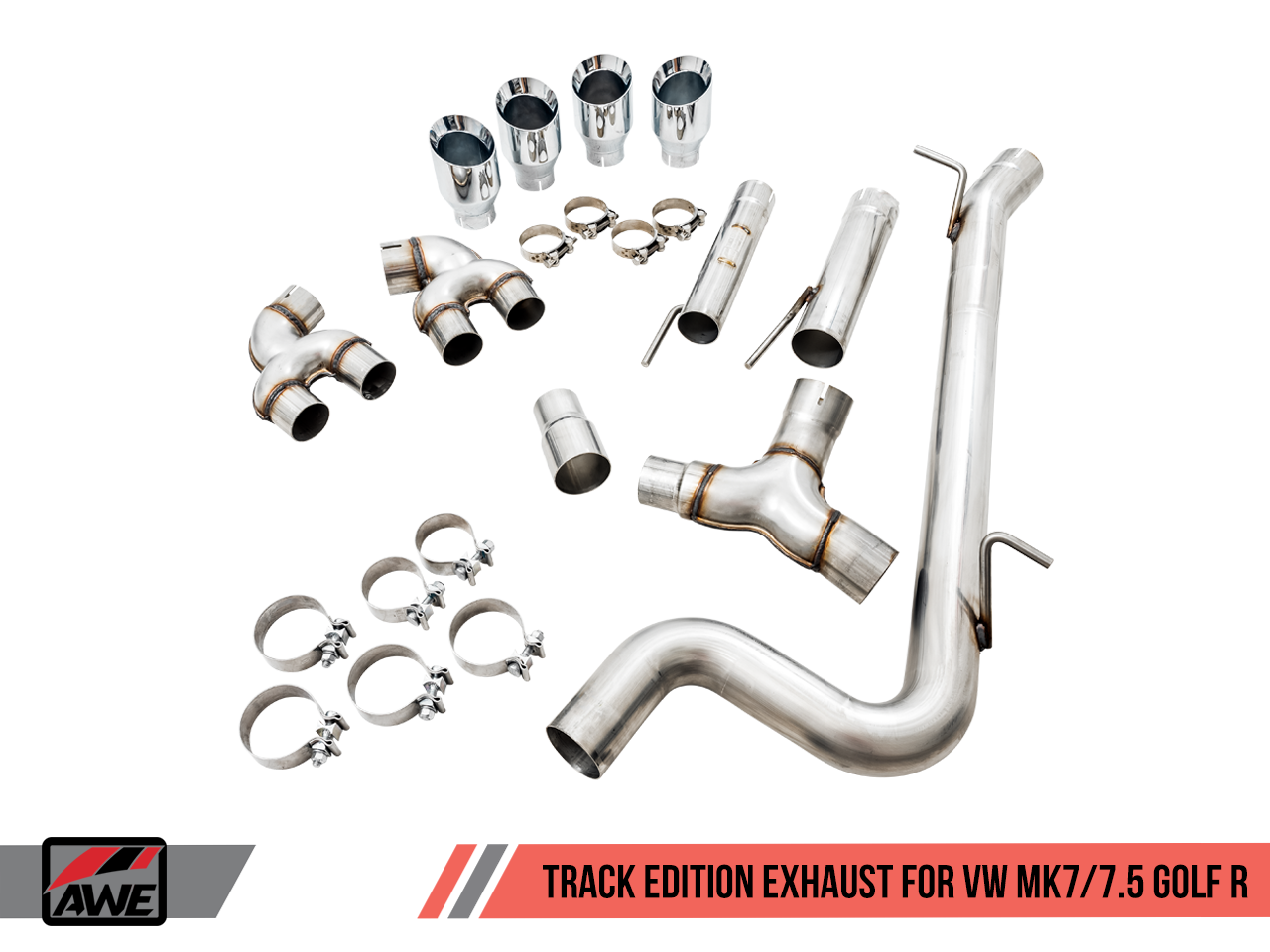 AWE Tuning Track Edition Exhaust w/Chrome Silver Tips 102mm - 2015-2019 Volkswagen MK7.5 Golf R - STREETUNED