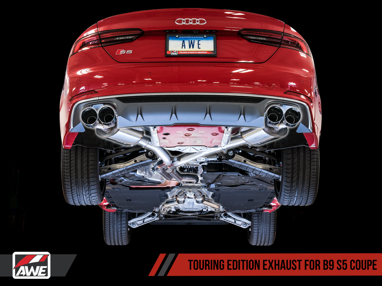 AWE Tuning Touring Edition Exhaust With Chrome Silver Tips (102mm) - 2018-2023 Audi B9 S5 3.0T - STREETUNED