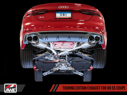AWE Tuning Touring Edition Exhaust With Chrome Silver Tips (102mm) - 2018-2023 Audi B9 S5 3.0T - STREETUNED