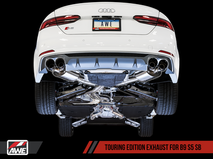 AWE Tuning Sportback Touring Edition Exhaust (Non-Resonated) With Chrome Silver Tips (90mm) - 2018-2023 Audi B9 S5 - STREETUNED