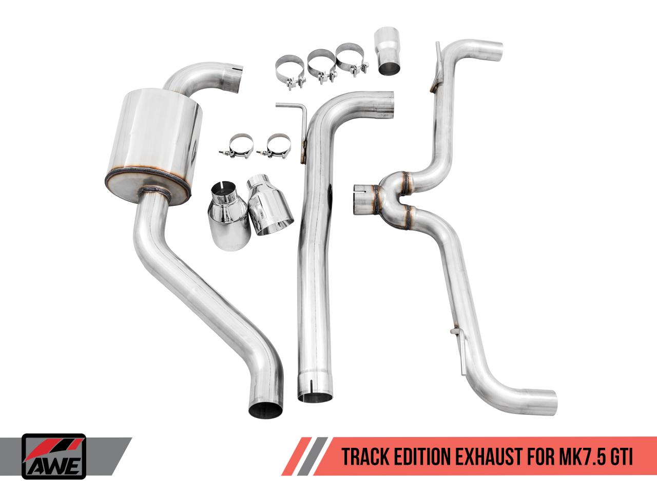 AWE Tuning Track Edition Exhaust w/Chrome Silver Tips 102mm - 2015-2019 Volkswagen MK7.5 GTI - STREETUNED
